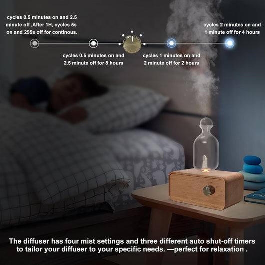 VitraMist™ Cordless Nebulizing Diffuser – Handcrafted Glass & Wood Aromatherapy with Soft Ambient Glow