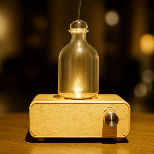 VitraMist™ Cordless Nebulizing Diffuser – Handcrafted Glass & Wood Aromatherapy with Soft Ambient Glow